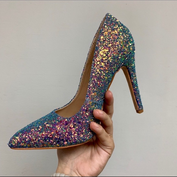 Beautiful Glittery Glaze Multicolored Pumps - Picture 2 of 8